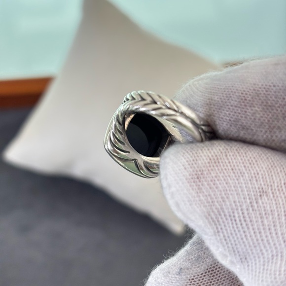David Yurman 11mm Albion Ring with Black Onyx & Diamonds 5 - Picture 11 of 12